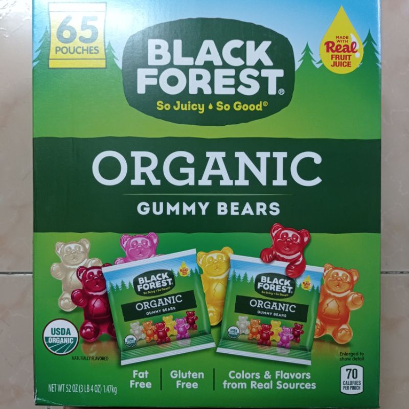 (Date T2/24) Thùng 65 gói kẹo dẻo hữu cơ hình gấu black forest