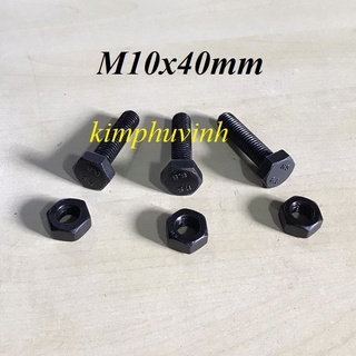 05 bộ - 10x40mm bulong thép đen - bulon đen 8.8