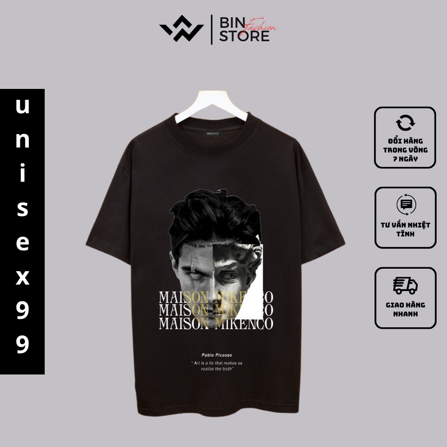 Áo Phông Tay Ngắn , Áo Thun Unisex Nam Nữ MAISON MIKENCO chất liệu mát thấm hút mồ hôi