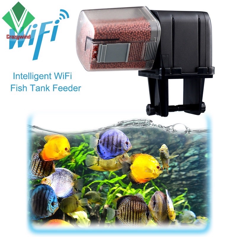Máy cho cá ăn tự động thông minh kết nối wi-fi điều khiển từ xa . cài đặt tối đa 30 lần/1 ngày.