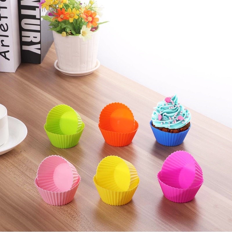 Khuôn Cupcake silicone làm bữa phụ bánh Bông lan Muffin cho bé ăn dặm