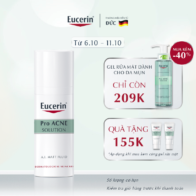 Kem dưỡng ẩm, kiểm soát nhờn, ngừa mụn Eucerin Matt Fluid 50ml - 69691