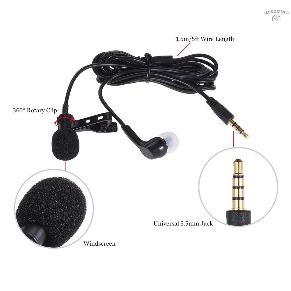 Tai nghe tích hợp mic có móc kẹp cổ áo có đầu cắm 3.5mm tiện dụng