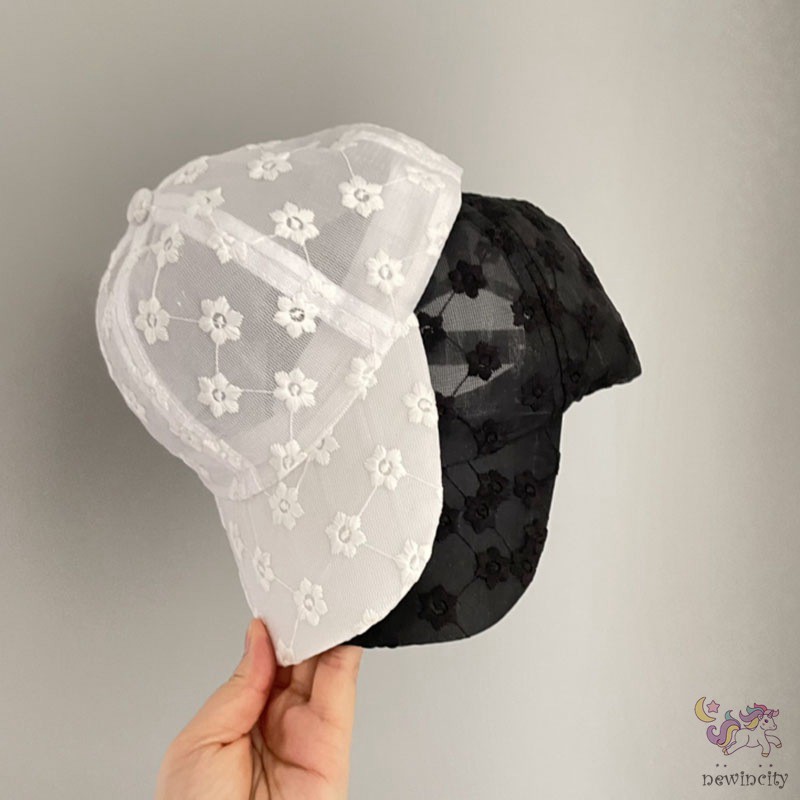 Mũ lưỡi trai lưới thêu họa tiết phong cách Hàn Quốc thời trang mùa hè cho bé gái