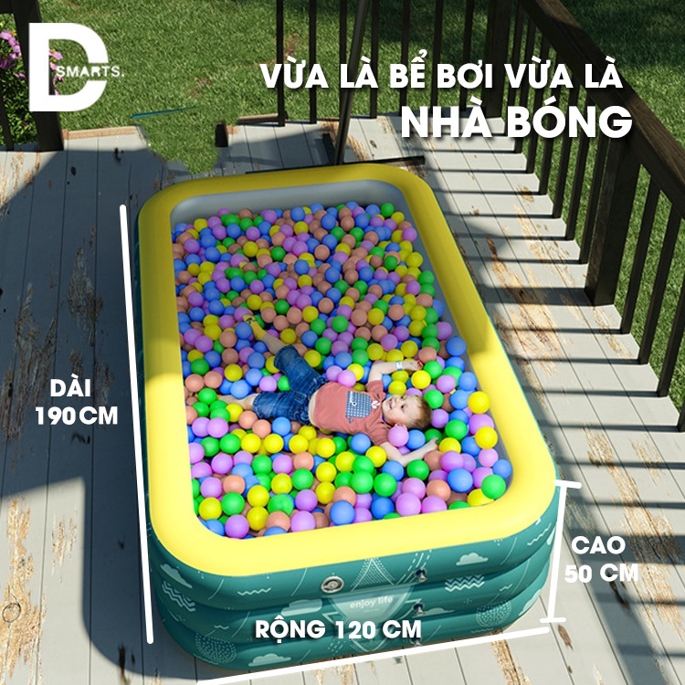 Bể bơi cho bé công nghệ Đức | Bể bơi phao 3D cỡ lớn tại nhà với nguồn nước xanh sạch mát