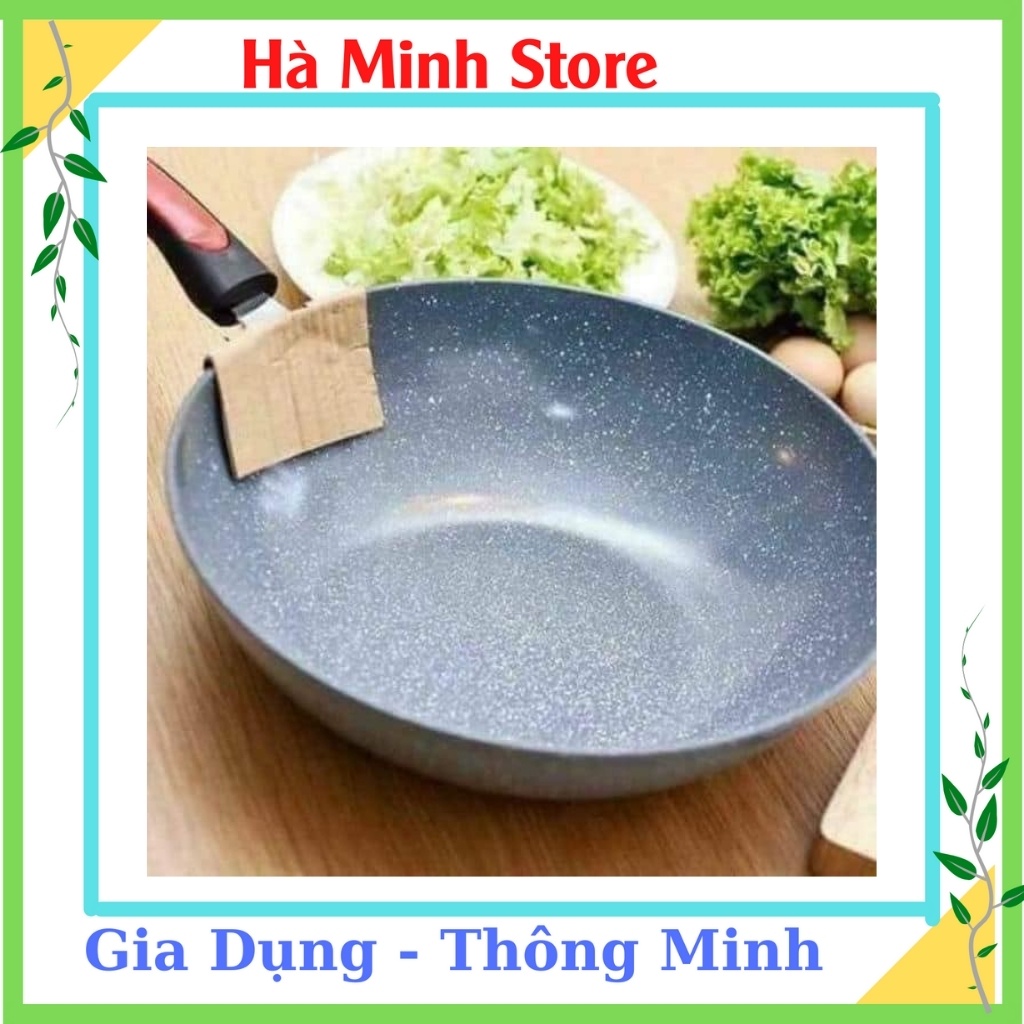 Chảo Đá Sâu Lòng Ceramic Size 32 Siêu Chống Dính, An Toàn, Không Đổi Màu, Dùng Cho Tất Cả Các Loại Bếp, Gia Dụng Hà Minh