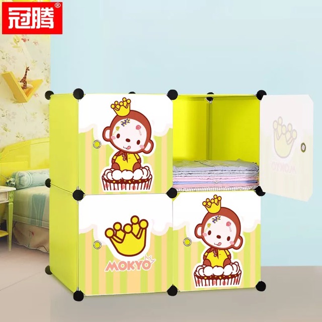 Tủ quần áo lắp ghép 4 ô Size sâu 47cm cho bé.