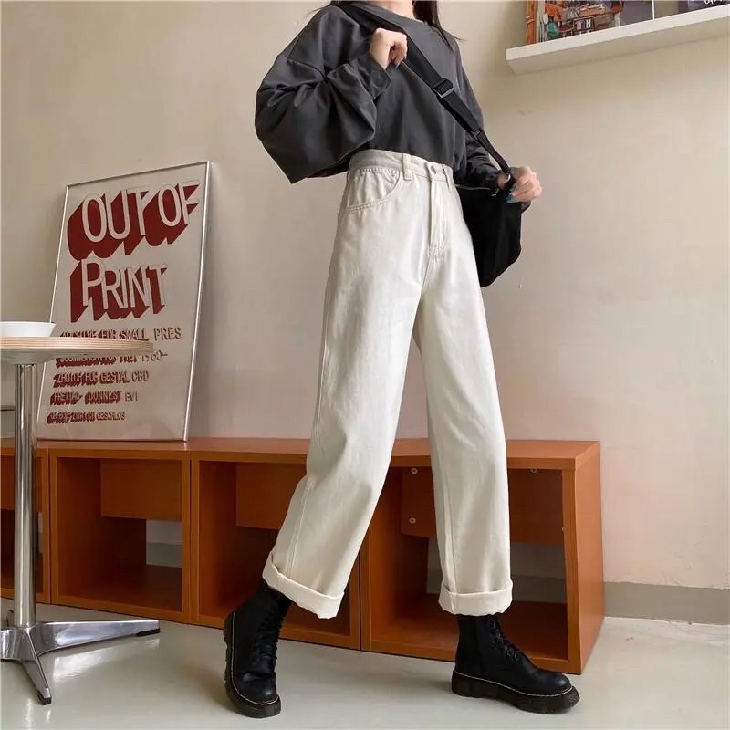 Quần ống suông chất kaki dáng basic