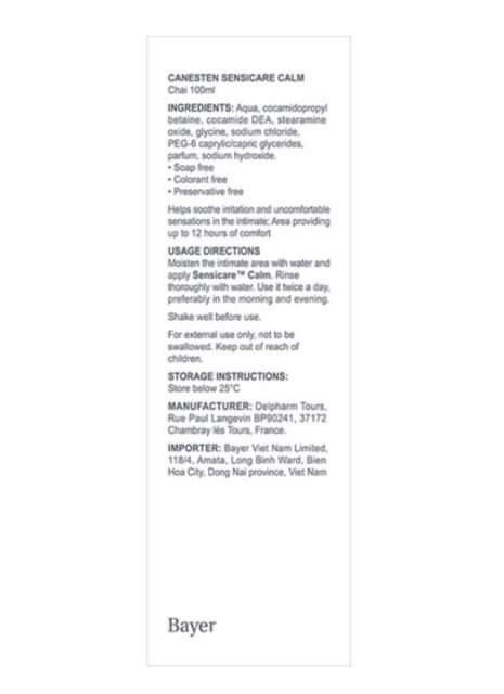 Nước rữa phụ khoa dịu nhẹ Canesten(Pháp)(hàng CH,NK:Bayer)(không chứa xà phòng,không chứa bảo quản,không chất tạo màu)