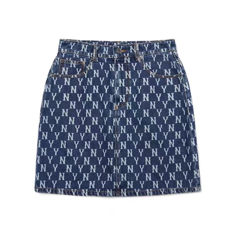 MLB Chân Váy Denim Kiểu Khóa Kéo Phong Cách Thời Trang Hàn Quốc