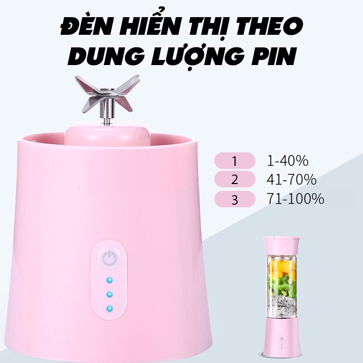 (Xả hàng)Máy say sinh tố mini sạc điện cầm tay tiện dụng 4 lưỡi dao ZDK-T8