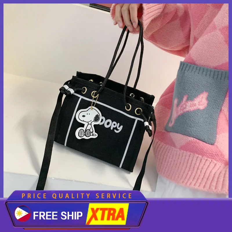 Túi Xô In Zara Người Phụ Nữ Snoopy Vải Đơn Giản Sing Shoulder Túi Tote