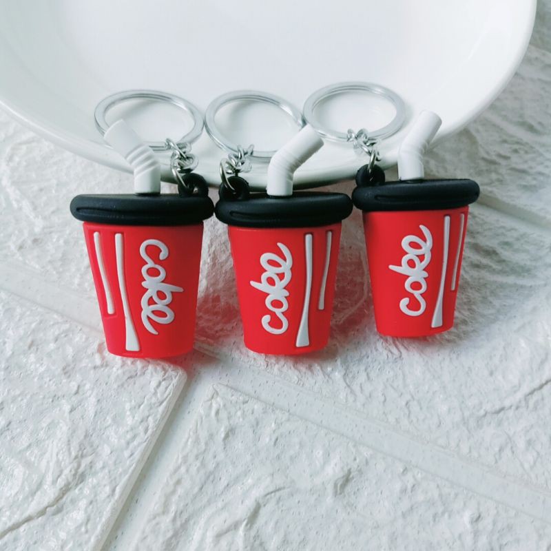 Móc khóa hình ly nước mini COKE siêu đẹp, móc khóa cute dễ thương