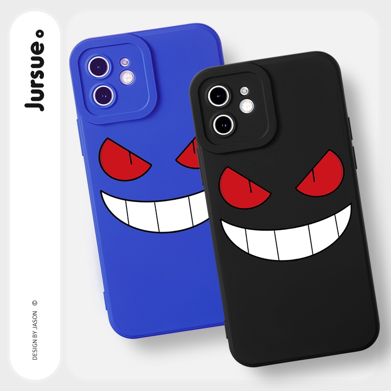 Ốp lưng JURSUE chống bẩn hình độc lạ ngộ nghĩnh đen cho iPhone 13 12 11 Pro Max SE 2020 X XR XS 8 7 ip 6S 6 Plus Y1949