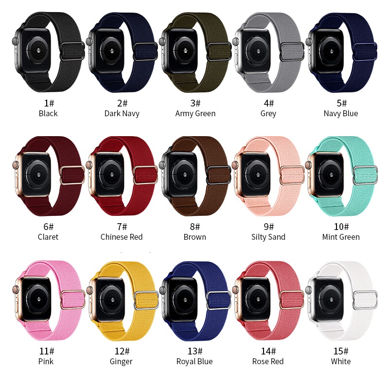 Dây Đeo Nylon Co Giãn Có Thể Điều Chỉnh Cho Đồng Hồ Apple 42mm 44mm 38mm 40mm Se / 6 / 5 / 4 / 3 / 2 / 1