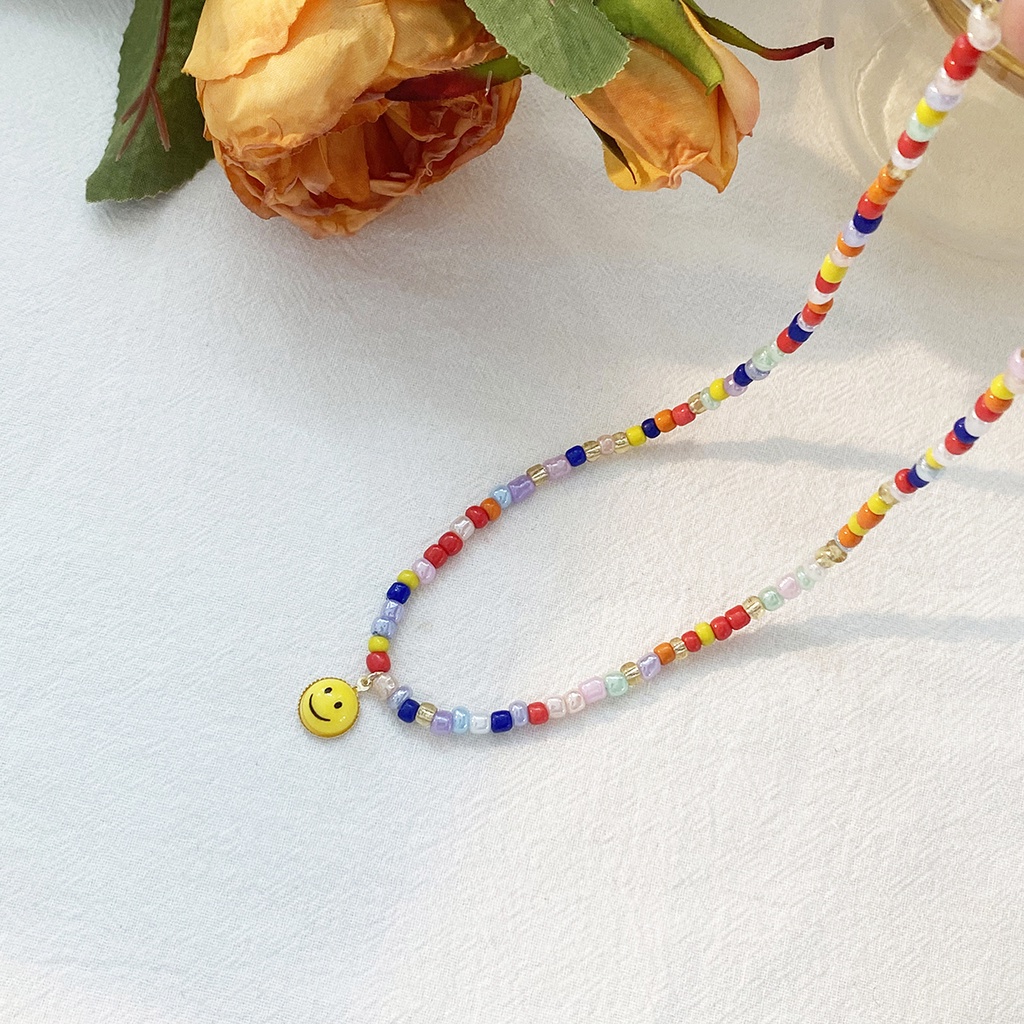 Vòng Cổ Chuỗi Hạt Nhiều Màu Sắc Mặt Cười Harajuku Xu Hướng Mới