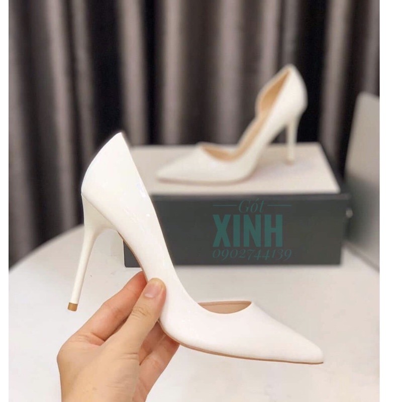 Giày cao gót bít mũi khoét eo cao 9p