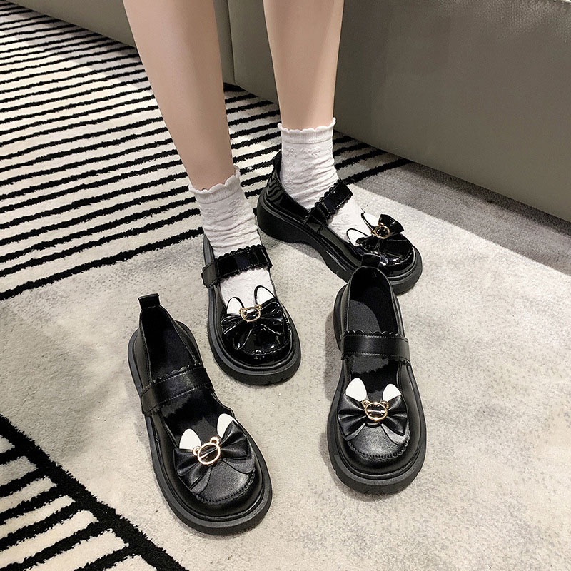 Giày Cao Gót Da Mềm Phong Cách Lolita Nhật Hàn Cho Nữ