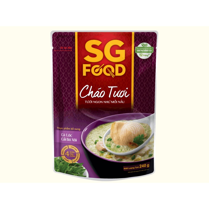 Cháo Tươi Cá Lóc & Cải Bó Xôi - Ninfood - gói 240g