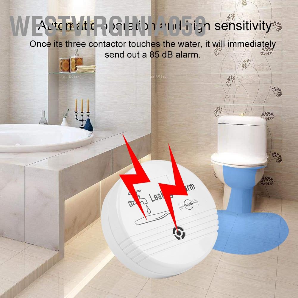 Westvirginia058 90 dB Bộ cảm biến phát hiện rò rỉ nước không dây gia đình Cảnh báo cho nhà vệ sinh bếp