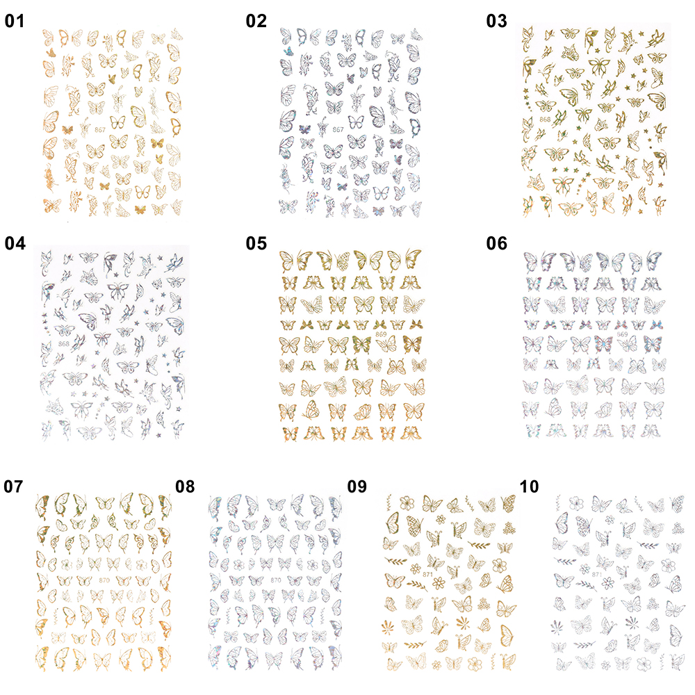 Nhãn Dán Trang Trí Móng Tay Hình Bướm Laser 3D DIY|Sticker Dán Móng Trang Trí Nghệ Thuật