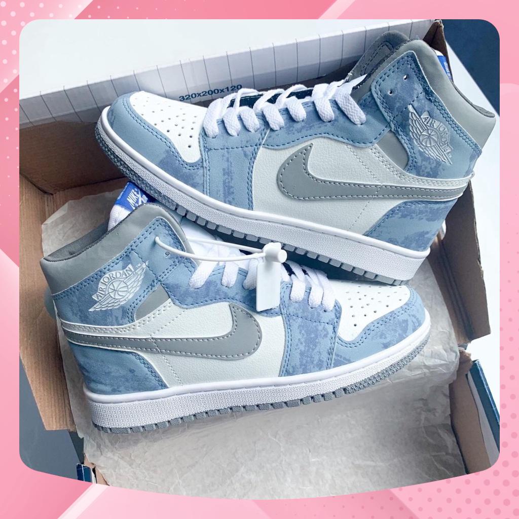 Giày Jordan 1 Cổ Cao  Giày Sneaker Xanh Loang Hyper Hàng Loại Đẹp Full Box Bill 2022
