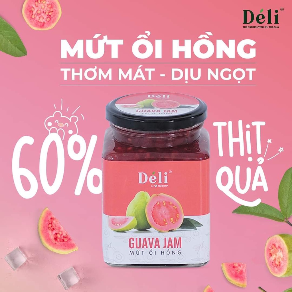 Mứt Ổi hồng cao cấp Déli [GIÁ TỐT] VỊ NGON THIÊN NHIÊN (850gr)HSD: 18 tháng. Nguyên liệu pha chế trà sữa, trà trái cây