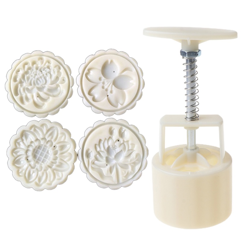 Bộ Khuôn Làm Bánh Trung Thu 75g Kèm 4 Con Dấu Hình Hoa Hướng Dương