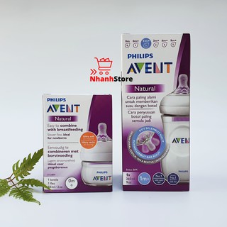 [Hộp đơn] Bình sữa Avent Nautural 260ml [Núm số 2, 1 tháng+]