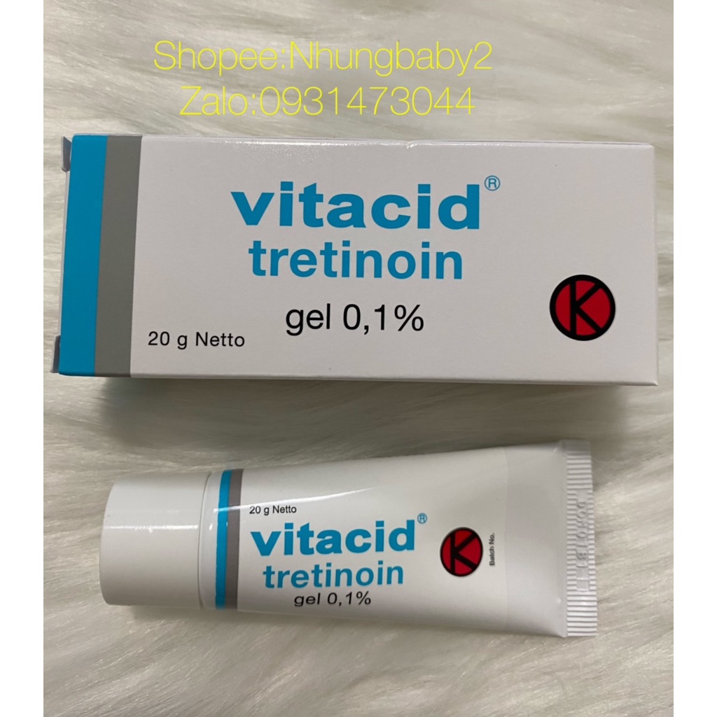 Vitacid Tretinoin Gel 0,025%.0,05%.0,1% xóa mụn và chống lão hóa da