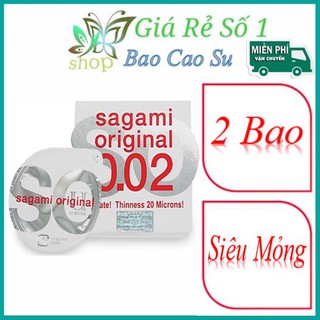 Bao cao su sagami 0.02 siêu mỏng - hộp 2 bao cao su chính hãng-bcs siêu mỏng.✔️