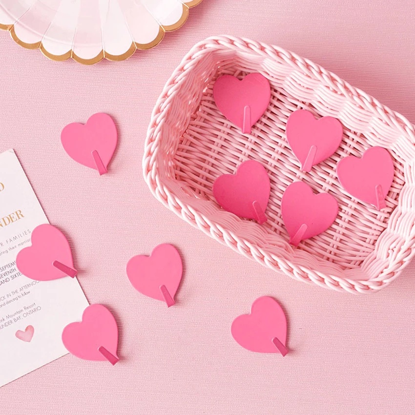 Móc treo đồ dán tường bằng thép không gỉ hình trái tim dễ thương