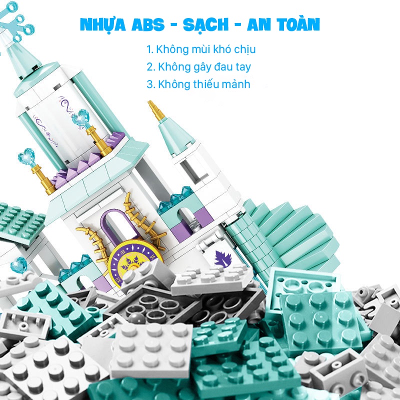 Đồ chơi lắp ráp xếp hình Lâu đài công chúa Elsa và thành phố băng giá 334 chi tiết 8 lâu đài băng 2 nhân vật