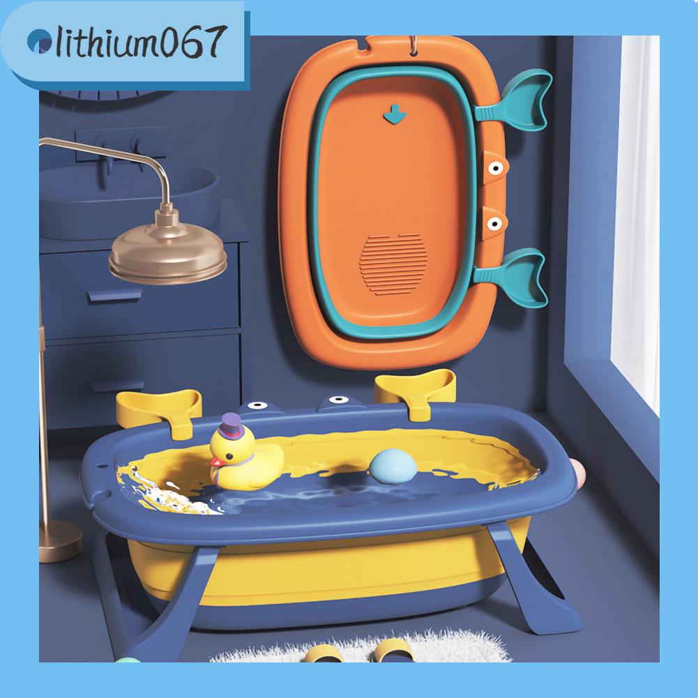 Lithium067 CHẬU TẮM GẤP GỌN CHO BÉ - Ngăn ngừa trượt dễ dàng Lồng giặt trẻ sơ sinh có khe chứa đồ