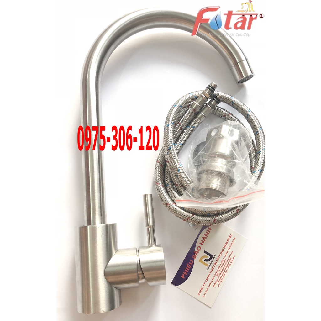 Vòi Rửa Chén Bát Nóng Lạnh 100% INOX 304 N4002 và 2 dây VÒI TRÒN NƯỚC MẠNH QUAY 360 ĐỘ DÙNG ĐƯỢC 2 HỘC CHẬU VÒI SỐ 6