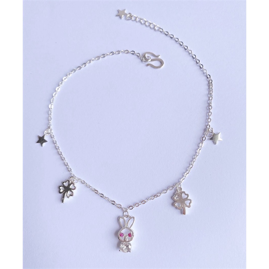 Lắc chân nữ bạc ta mặt hình thỏ cá tính - Trang sức bạc Evasilver