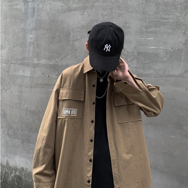 Áo Sơ Mi Tay Dài Form Rộng Unisex Đường Phố Dành Cho Cả Nam Và Nữ Với Vải Kaki Đẹp Dày Dặn