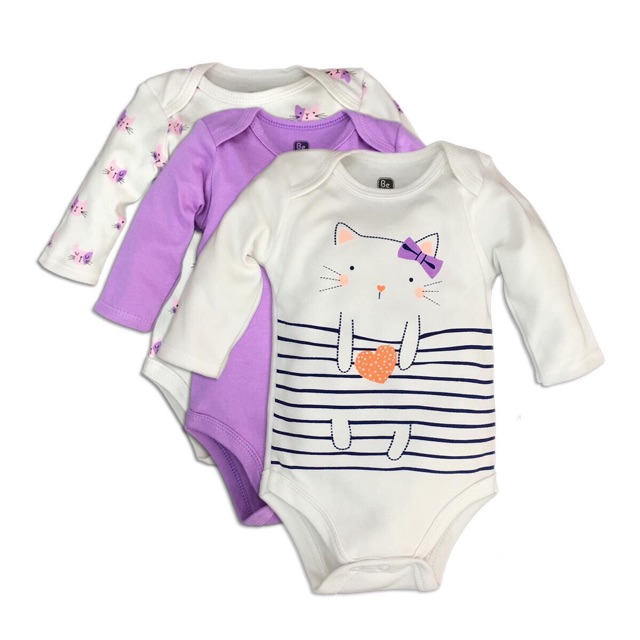 Set 3 Body Chíp Dài Tay Cho Bé Gái
