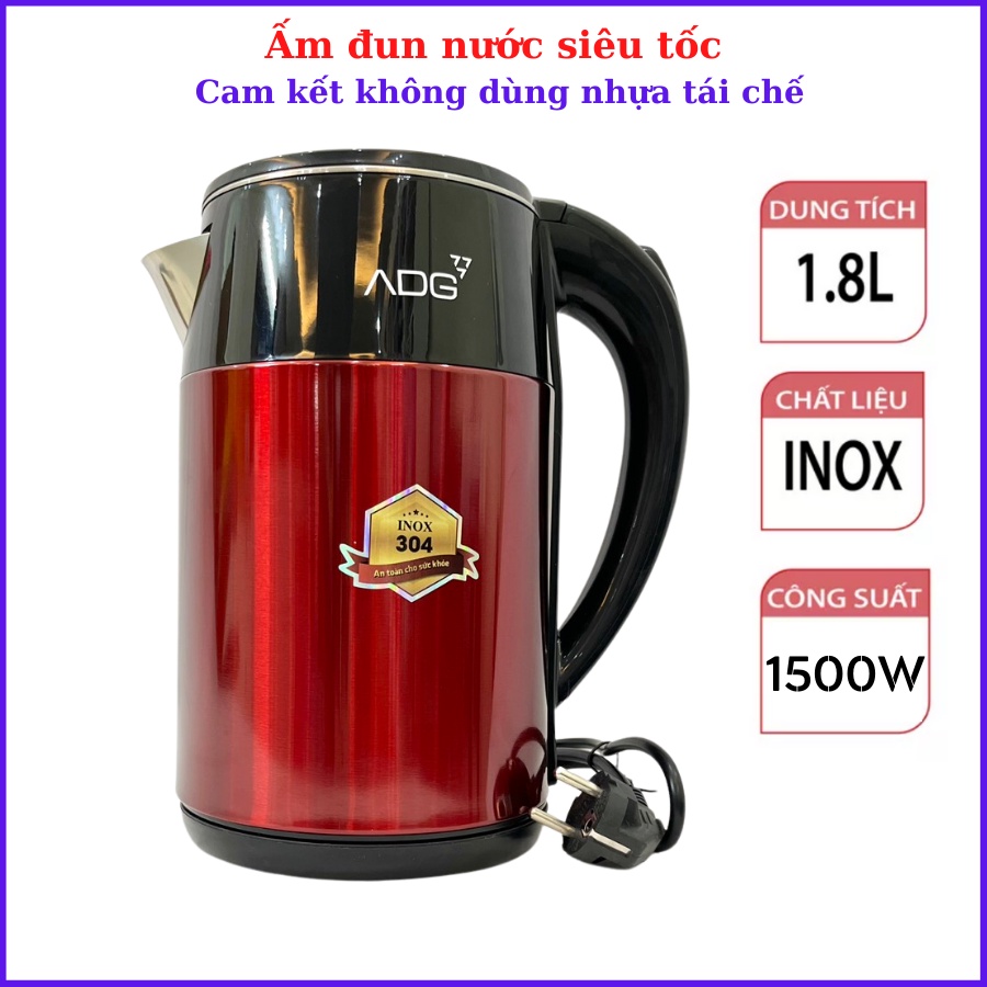 Ấm siêu tốc, bình đun siêu tốc inox ADG-210524 Hàn quốc chính hãng - Bảo hành 12 tháng