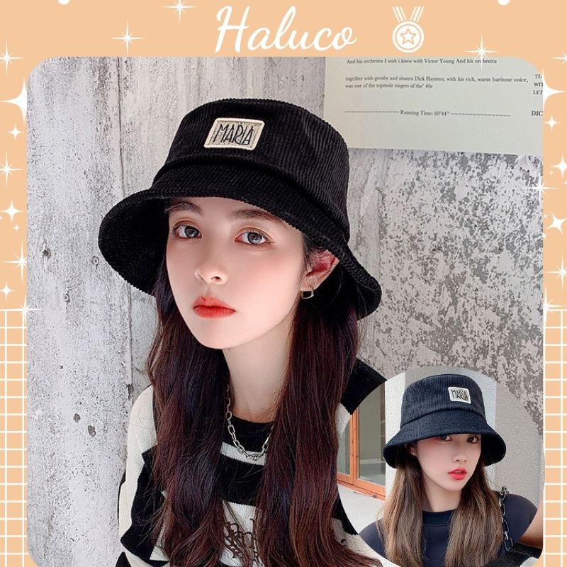 Mũ bucket vành cụp nón tai bèo chữ Maria chất nhung tăm cao cấp form unisex nam nữ Haluco accessories MU01