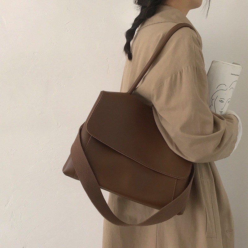 Túi đeo chéo da dáng hộp phong cách vintage tặng kèm dây đeo chéo
