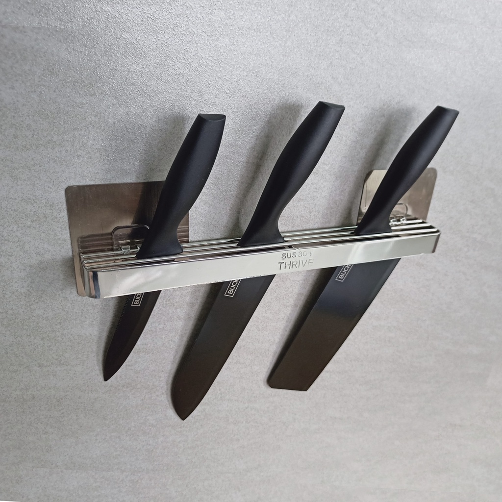 Kệ để dao nhà bếp, Giá cài dao dán tường inox 304, giá cắm dao đa năng tiện dụng - Elliver
