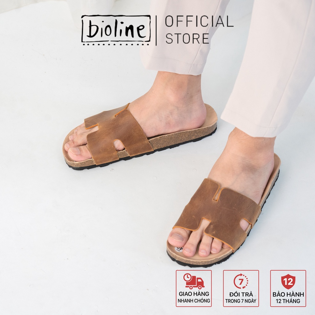- Dép Birken DA BÒ THẬT dép đế trấu chữ H unisex lót chống nước chính hãng Bioline