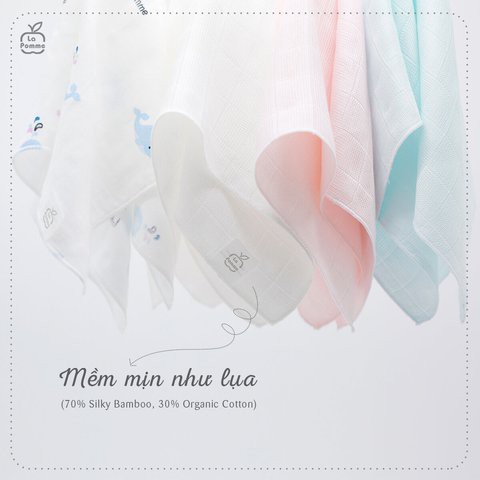 Set 2 Khăn Đa Năng Sợi Tre Lụa La Pomme(75x75cm)