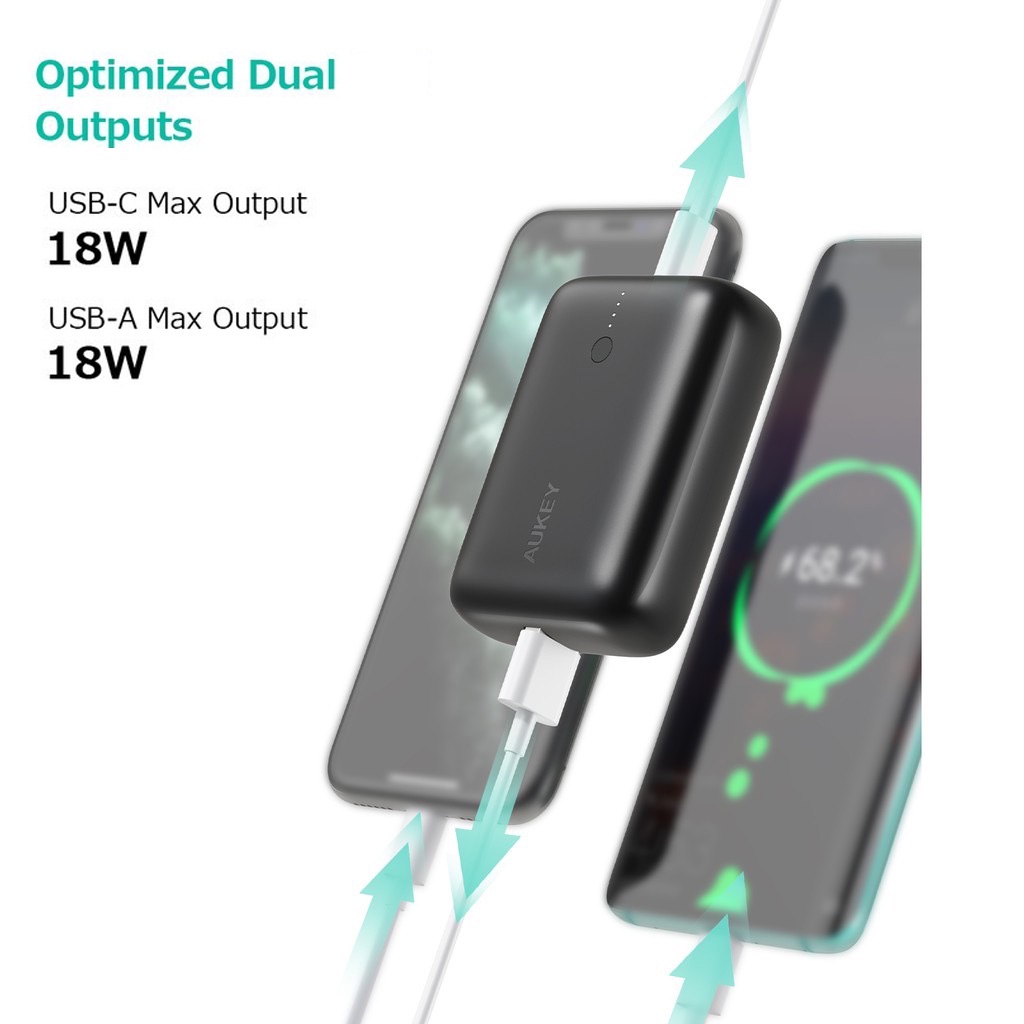 Sạc Dự Phòng Aukey PD 20W PB-N83 (18W) / N83S (20W) 10000mAh Siêu Mỏng, Sạc Nhanh USB-C PD 20W (in),USB-A PD 18W (out)