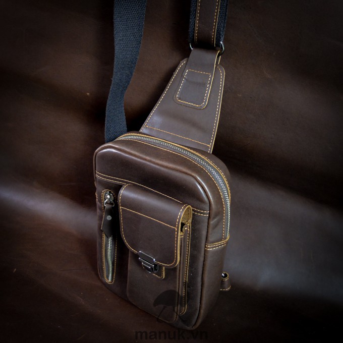 Túi chéo da bò thật, da bò sáp nhập khẩu cao cấp Pocket sling bag - Manuk vn Leather Design | BigBuy360 - bigbuy360.vn