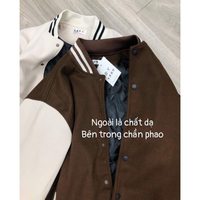 Áo Khoác Bomber Dạ Trần Phao Trơn Phối Tay Dáng Rộng Unisex Cho Cả Nam Nữ Chữ | BigBuy360 - bigbuy360.vn