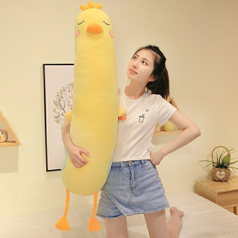 GẤU BÔNG GỐI ÔM GÀ VÀNG DÀI SIÊU CUTE, GẤU BÔNG CAO CẤP1,2m