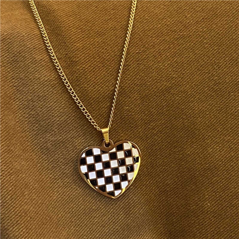 Dây chuyền vòng cổ titan tim caro không ghỉ sét