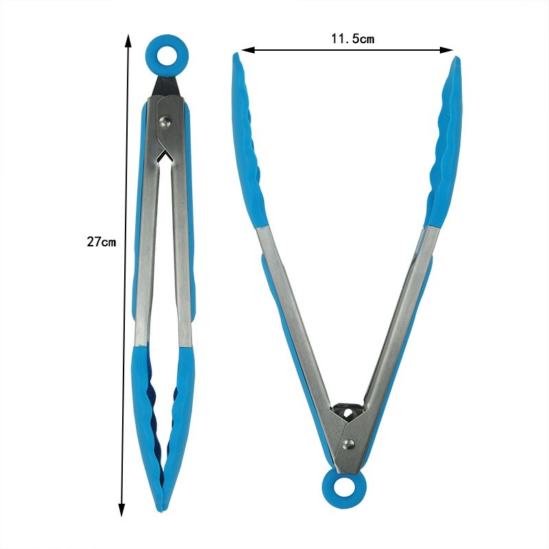 Kẹp gắp thức ăn đồ ăn nóng đầu bọc silicon cao cấp kháng khuẩn có tay cầm chống nóng có chốt gài khi không sử dụng